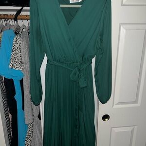 SHEIN Deep Green Long Sleeve Dress